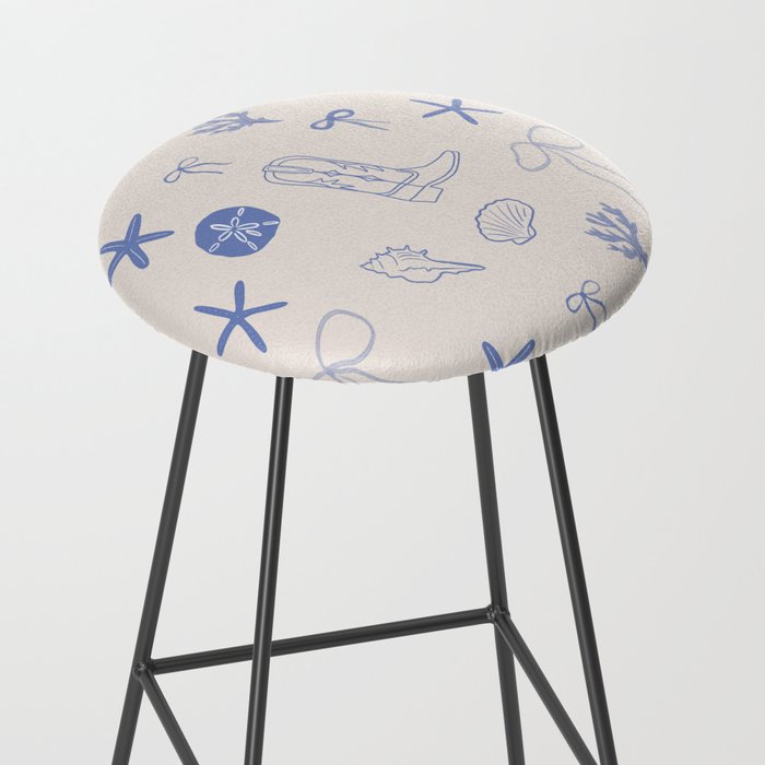 Coastal Cowgirl | Beachy Blue Seashells & Boots Stool Gallery Image 2