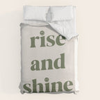 Rise And Shine Muted Green On Cream Duvet Cover Gallery Image 6