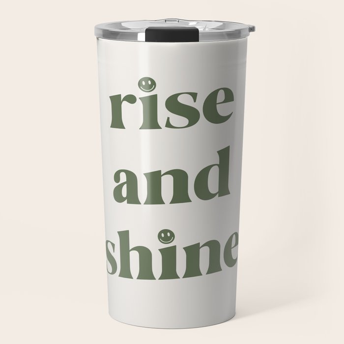 Rise And Shine Muted Green On Cream Travel Mug Gallery Image 1