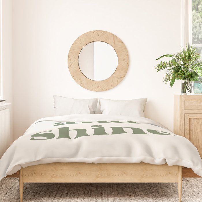 Rise And Shine Muted Green On Cream Duvet Cover Gallery Image 3