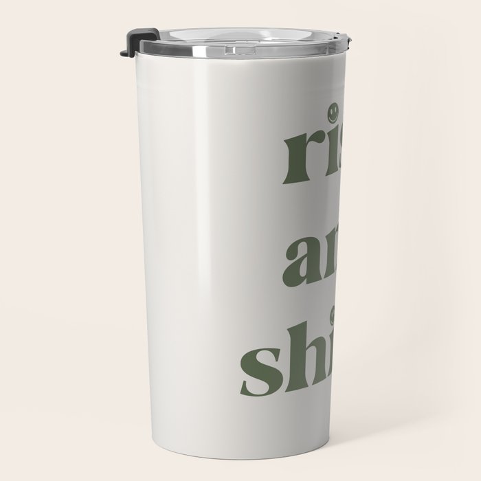 Rise And Shine Muted Green On Cream Travel Mug Gallery Image 3