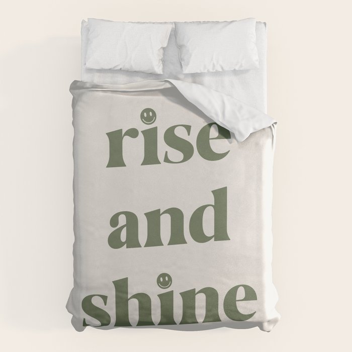 Rise And Shine Muted Green On Cream Duvet Cover Gallery Image 1