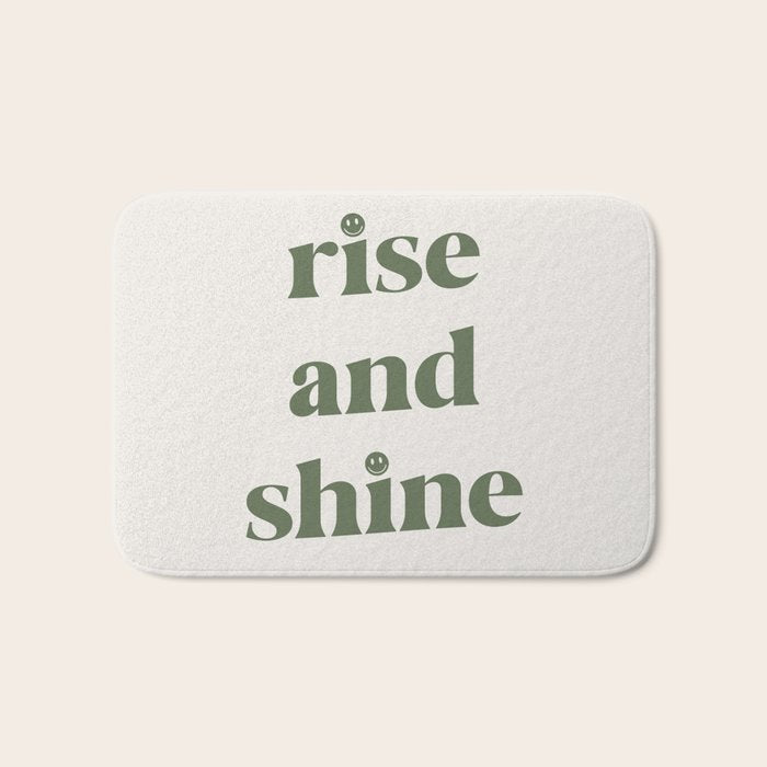 Rise And Shine Muted Green On Cream Bath Mat Gallery Image 1
