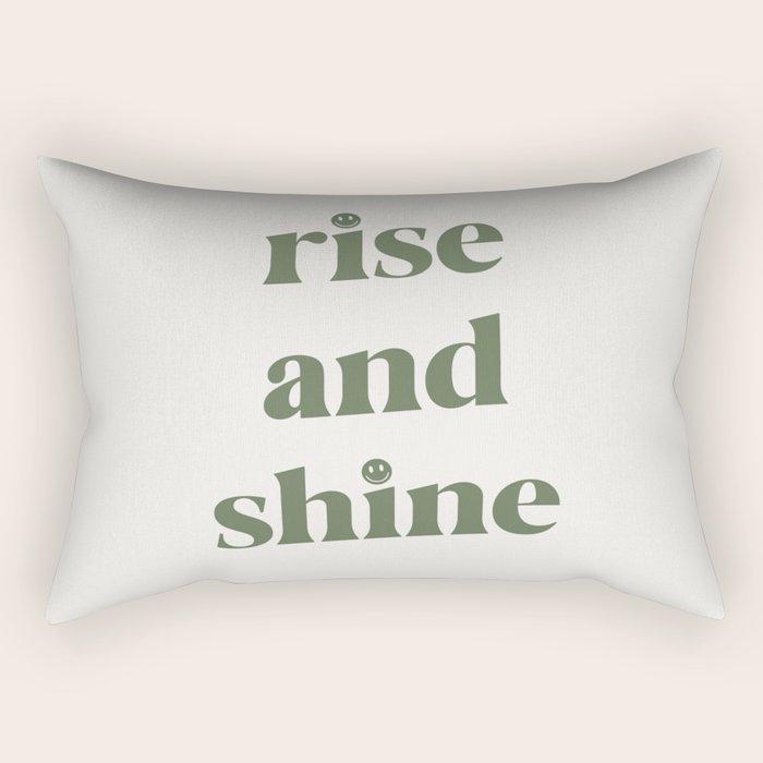 Rise And Shine Muted Green On Cream Rectangular Pillow Gallery Image 1