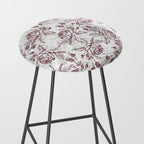 Vintage white gray burgundy floral marble Stool Gallery Image 2