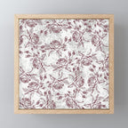 Vintage white gray burgundy floral marble Mini Art Print Gallery Image 1