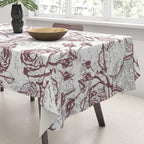 Vintage white gray burgundy floral marble Tablecloth Gallery Image 3