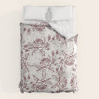 Vintage white gray burgundy floral marble Duvet Cover Gallery Image 6
