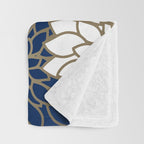 Dahlia Floral Blooms in Navy, Yellow, Gold and White Throw Blanket Gallery Image 3
