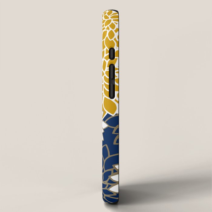 Dahlia Floral Blooms in Navy, Yellow, Gold and White iPhone Case Gallery Image 2