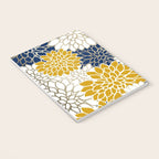 Dahlia Floral Blooms in Navy, Yellow, Gold and White Notebook Gallery Image 3