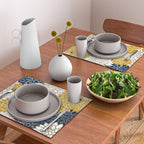 Dahlia Floral Blooms in Navy, Yellow, Gold and White Placemat Gallery Image 2
