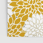 Dahlia Floral Blooms in Navy, Yellow, Gold and White Poster Gallery Image 3