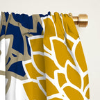 Dahlia Floral Blooms in Navy, Yellow, Gold and White Window Curtain Gallery Image 2