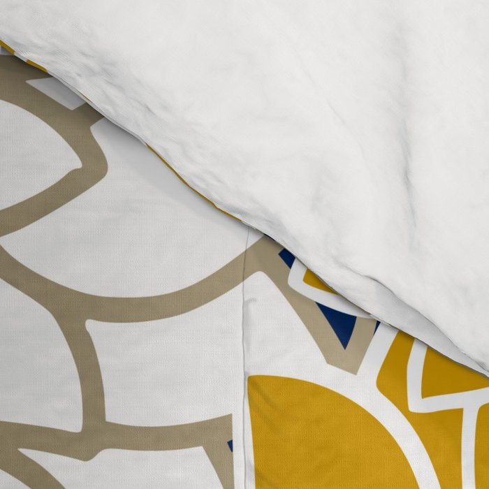 Dahlia Floral Blooms in Navy, Yellow, Gold and White Comforter Gallery Image 4