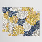 Dahlia Floral Blooms in Navy, Yellow, Gold and White Placemat Gallery Image 1