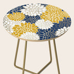 Dahlia Floral Blooms in Navy, Yellow, Gold and White Side Table Gallery Image 2