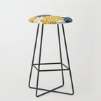 Dahlia Floral Blooms in Navy, Yellow, Gold and White Stool Gallery Image 1