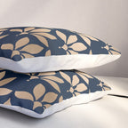 Gold and Navy Art Deco Leaf Design Pillow Sham Gallery Image 3