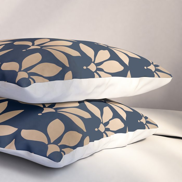 Gold and Navy Art Deco Leaf Design Pillow Sham Gallery Image 3