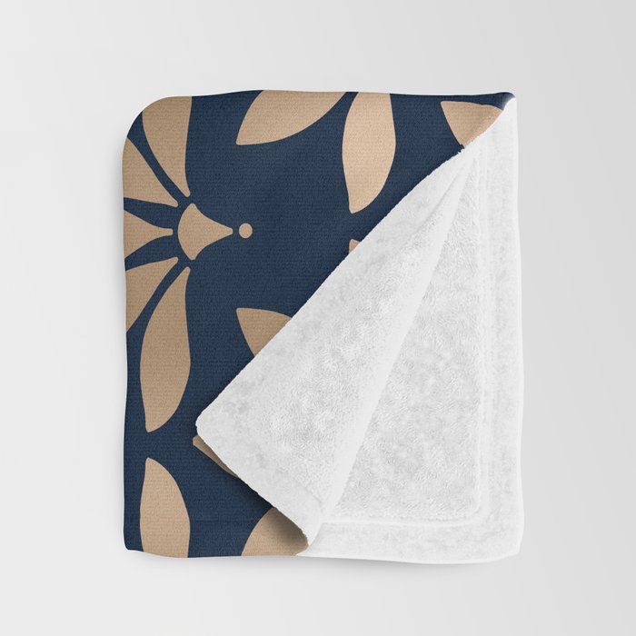 Gold and Navy Art Deco Leaf Design Throw Blanket Gallery Image 3