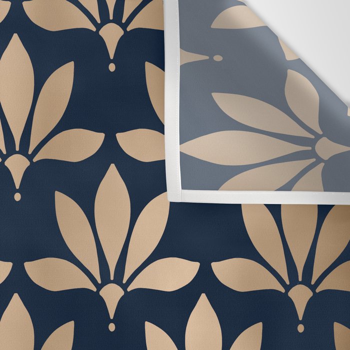 Gold and Navy Art Deco Leaf Design Wall Tapestry Gallery Image 3
