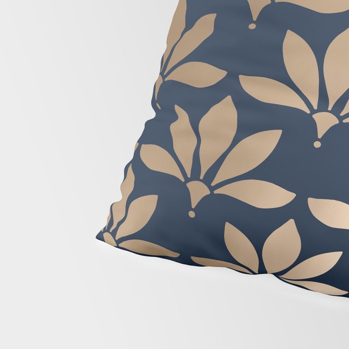Gold and Navy Art Deco Leaf Design Pillow Sham Gallery Image 4