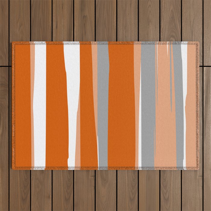 Stripes Abstract, Orange and Grey Outdoor Rug Gallery Image 1
