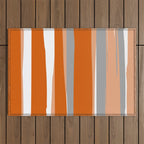 Stripes Abstract, Orange and Grey Outdoor Rug Gallery Image 1