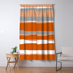 Stripes Abstract, Orange and Grey Window Curtain Gallery Image 5