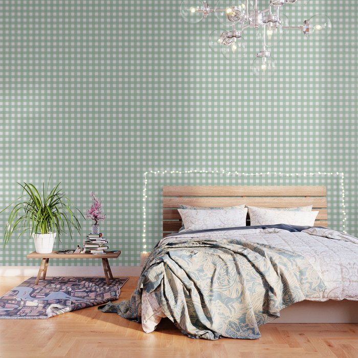 Buffalo Checks in Sage Green and White Wallpaper Gallery Image 1