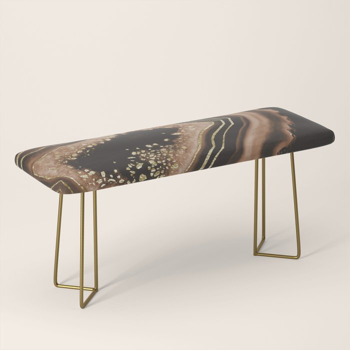 Brown Agate Gold Foil Glam #1 #gem #decor #art #society6 Bench Gallery Image 2