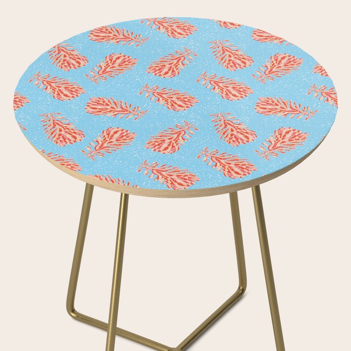 Dancing Pinecones in Light Blue & Red Side Table Gallery Image 2
