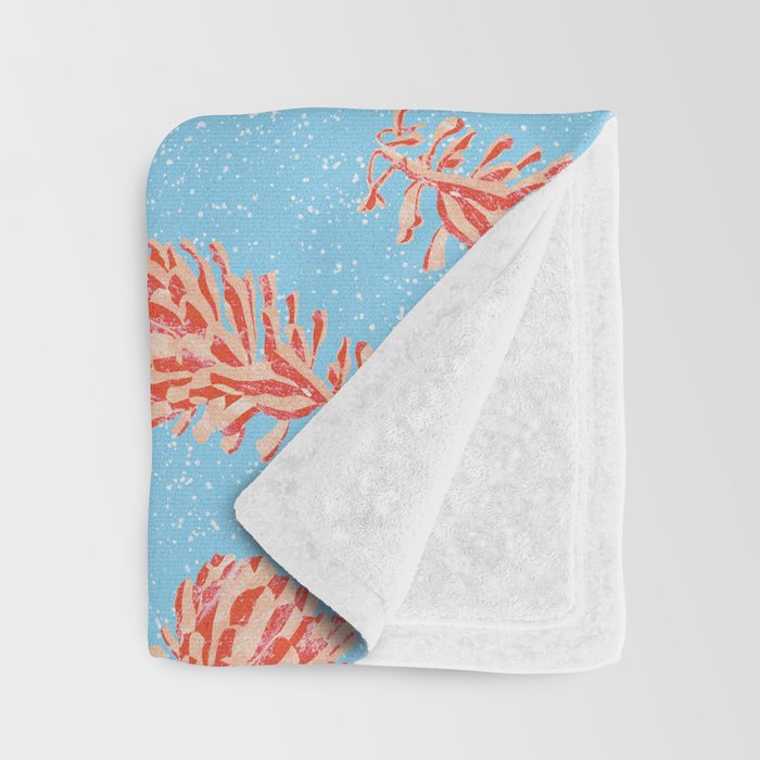 Dancing Pinecones in Light Blue & Red Throw Blanket Gallery Image 3
