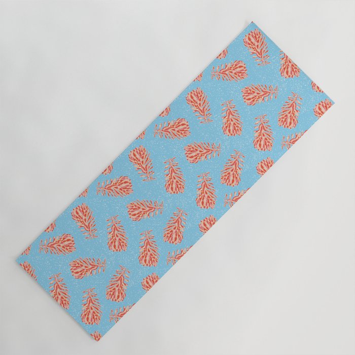 Dancing Pinecones in Light Blue & Red Yoga Mat Gallery Image 1