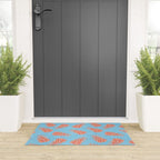 Dancing Pinecones in Light Blue & Red Welcome Mat Gallery Image 3