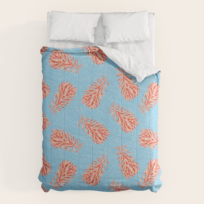 Dancing Pinecones in Light Blue & Red Comforter Gallery Image 6