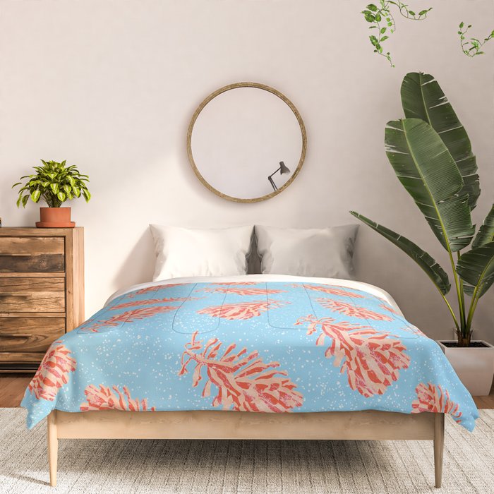 Dancing Pinecones in Light Blue & Red Comforter Gallery Image 3