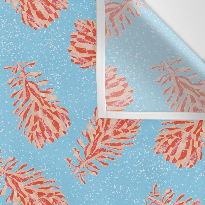 Dancing Pinecones in Light Blue & Red Wall Tapestry Gallery Image 3