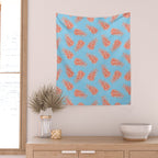 Dancing Pinecones in Light Blue & Red Wall Tapestry Gallery Image 2
