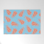 Dancing Pinecones in Light Blue & Red Welcome Mat Gallery Image 1