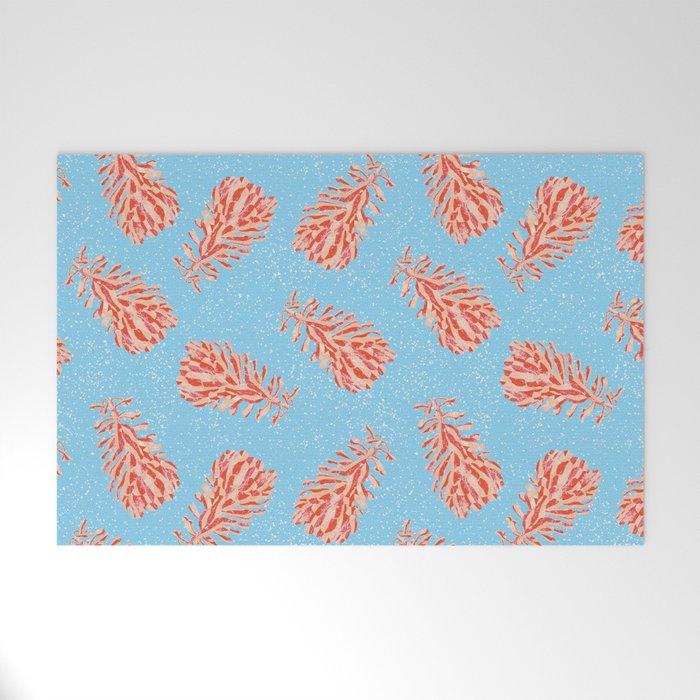 Dancing Pinecones in Light Blue & Red Welcome Mat Gallery Image 1