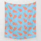 Dancing Pinecones in Light Blue & Red Wall Tapestry Gallery Image 4