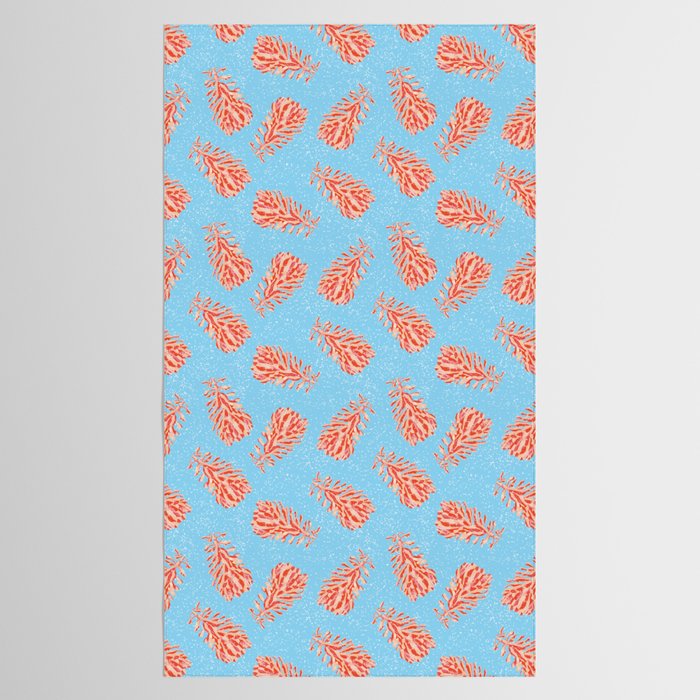 Dancing Pinecones in Light Blue & Red Tablecloth Gallery Image 2