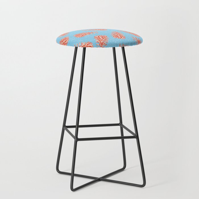 Dancing Pinecones in Light Blue & Red Stool Gallery Image 1