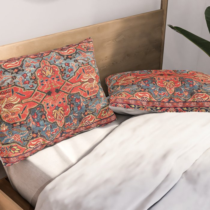 Kashan Poshti Central Persian Rug Print Pillow Sham Gallery Image 2