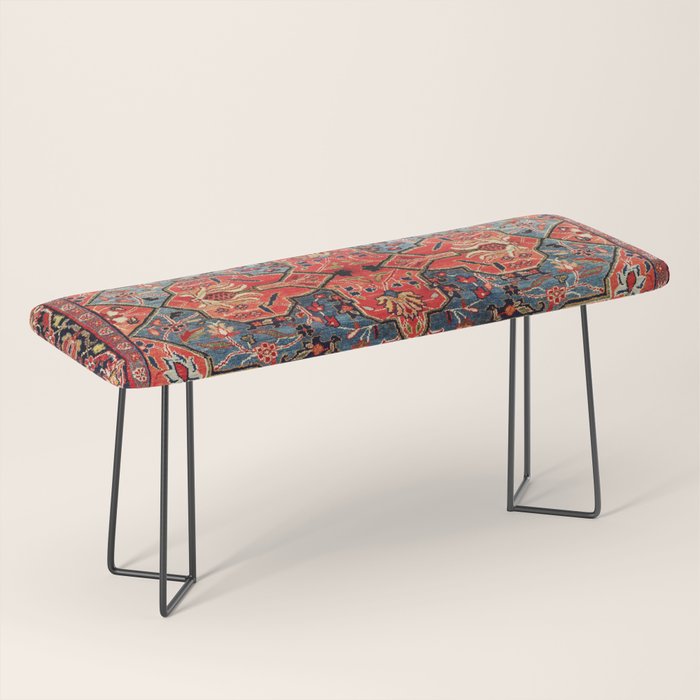 Kashan Poshti Central Persian Rug Print Bench Gallery Image 1
