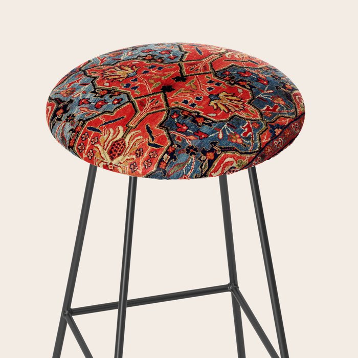 Kashan Poshti Central Persian Rug Print Stool Gallery Image 2