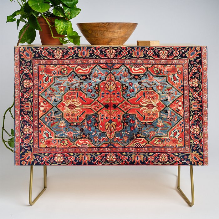 Kashan Poshti Central Persian Rug Print Credenza Gallery Image 1