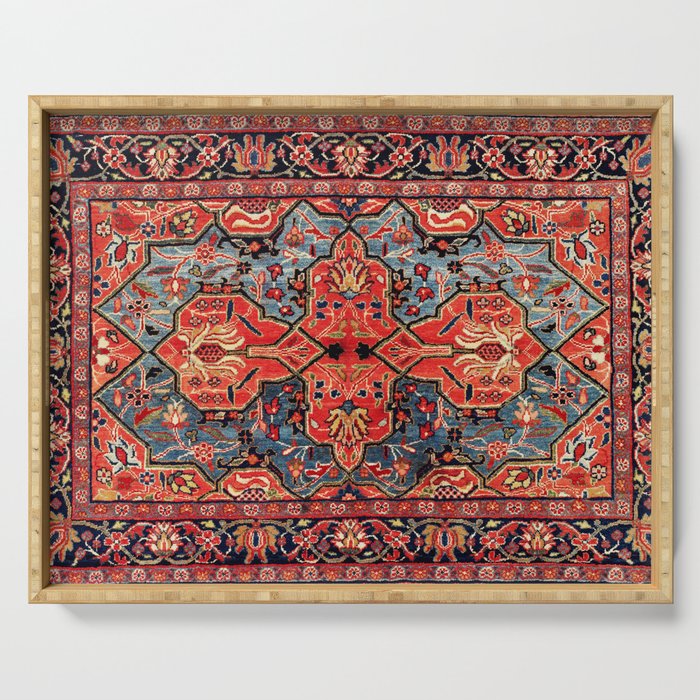 Kashan Poshti Central Persian Rug Print Serving Tray Gallery Image 1